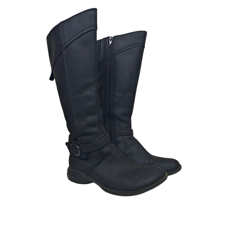 Merrell Black Leather Tall Boots Womens 7 Side Zip Buckle Performance J69114